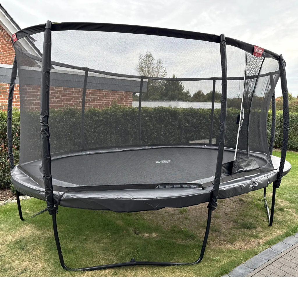 BERG Grand Champion Regular 520 Grå + Safety Net Deluxe - Trampolin Oval - 520 x 345 cm - Bedste trampolin - Havekrogen.dk
